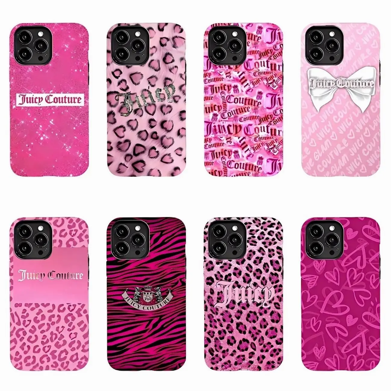 Juicy Couture Y2K Aesthetic Phone Case Cute Pink Cover, Compatible with iPhone X, 11, 12, 13, 14, 15, 16, 17 & more