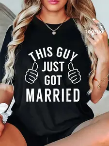 100% Cotton This Guy Just Got Married - Just Married Shirt for Groom T-Shirt
