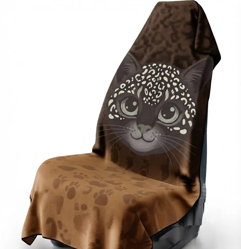 2-in-1 Waterproof Car Seat Cover, Cat Animal Print, Universal Auto Seat Protector for Beach, Gym & Travel
