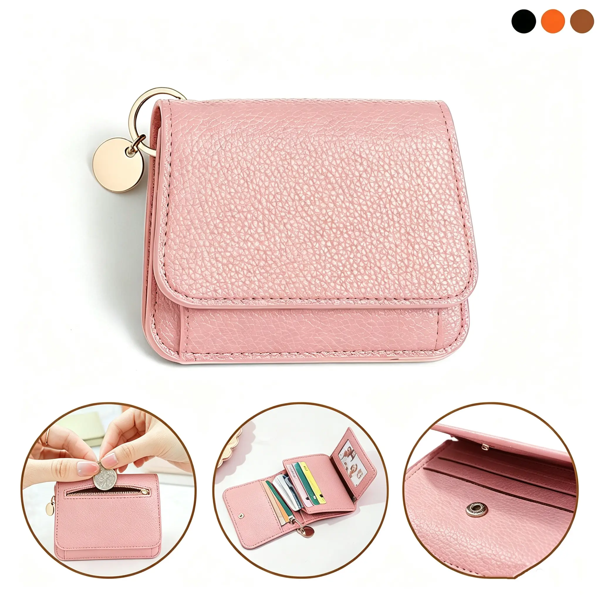 Ladies Wallet, Small Slim Thin Compact Credit Card Women Wallet, PU Leather Bifold Cash Zipper Coin Pocket Card Holder ID Window for Women Ideal Gifts Mother's Day