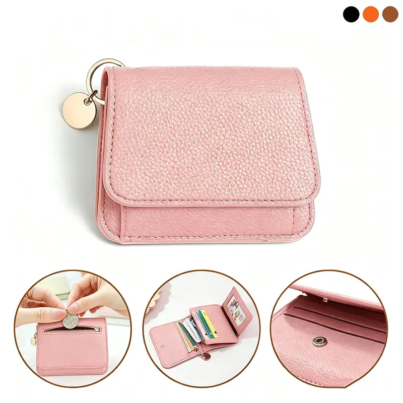 Women's Minimalist Slim Fit PU Leather Bifold Wallet - Small Compact Everyday Card & ID Case with Zipper Coin Pocket, Cash Slot, ID Window - Ideal Mother's Day Gift for Women, Bags for Everyday Use