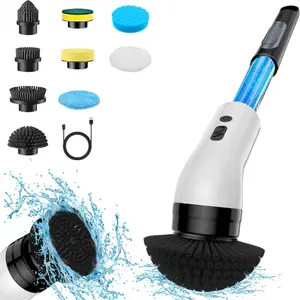 Electric Spin Scrubber, Rechargeable Cordless Cleaning Brush with 8 Replaceable Brush Heads, Adjustable Speed Electric Cleaning Brush for Bathroom Shower Bathtub Glass Car, Cordless Handheld Scrubber, Cleaning Gadgets, Home Cleaning Tool