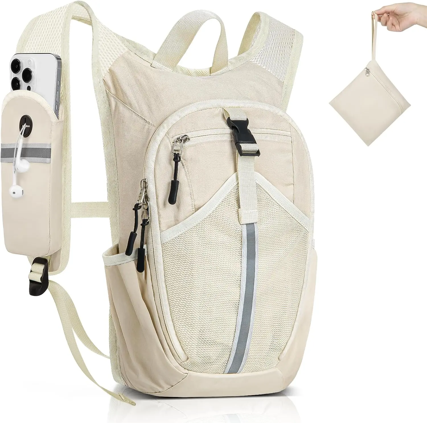 Lightbiz 10L/15L Foldable Hiking Backpack for Women Men, Lightweight Packable Travel Daypack with Shoulder Strap Phone Pocket, Adjustable Chest Strap, Reflective Strip & Bottle Pockets for Hiking, Cycling, Camping, Walking
