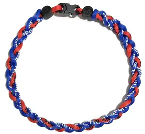 Baseball 3 Rope Braid Tornado Energy Necklace Red Royal