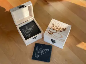 I Love You ASL Set of 6 Coasters with Wood Box