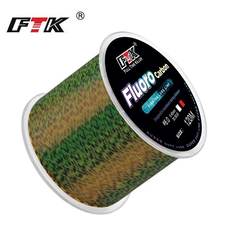 FTK 1pc 120M Fluorocarbon Coating Fishing Line 0.20mm-0.60mm 7.15LB-45LB Carbon Fiber Leader Line Fishing Lure Wire Sinking Line Fishing Tackle Fishing Supplies Fishing Gear