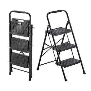 VEVOR 5 Step Ladder, Folding Step Stool with Wide Anti - Slip Pedal, Tool Tray, Dual Side Handrails, 600 lbs Capacity Portable Steel Ladder, Multi - Use for Kitchen, Home, Household and Office, BlackVEVOR Super Brand Day