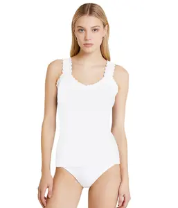Women’s Ribbed Knit Lace Trim Tank Top – Lightweight Layering and Lounge Sleeveless Top