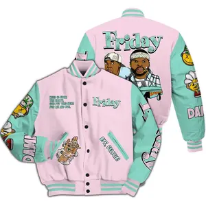 Retro Easter 5s Varsity Jacket: Friday Sneaker Stress Style All-Over Print Letterman PKC