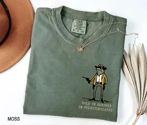 Comfort Colors, Hold On Partner Im Overstimulated, Monochromatic TShirt Unhinged T-Shirt, Weird core Clothing, Gen Z Shirt Cotton Fit