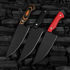 Meat Chef Knife Fixed Blade Magnacut Stainless Steel blade, G-10 Handles, with Kydex sheath, Outdoor cookout knife Camping kitchen knife, slicing knife