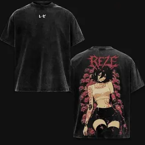 Chainsaw Man Makima Graphic Tshirt Men Women Clothing Short Sleeve Cotton T-shirts Washed Tee 1Harajuku Male Casual Loose T Shirt