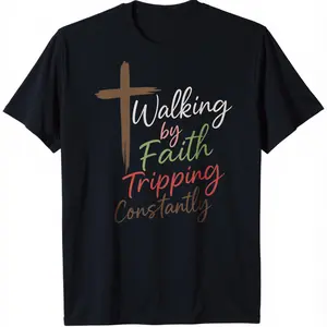 Unisex Christian Faith Humor Graphic Tees,Vintage Walking By Faith Tripping Constantly Funny Christian T-Shirt,Graphic Printed Causal Tee,t shirts for men,t shirts for women,white tee,funny t shirt,graphic t shirts,men's t shirts,good graphic tees,Funny