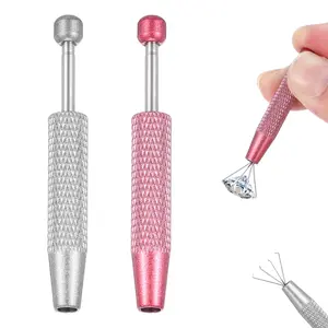 Piercing Ball Grabber Tool, Mini Grabber Pen Stainless Steel&Needle Ball Holder Tool for Changing Jewelry Ball Grabber, 4 Prongs Claw Tweezers Pick up Tool Small Parts Pickup Grabber ,Pin Thread Body Piercing Kit for Ear Nose Lip, 2pcs