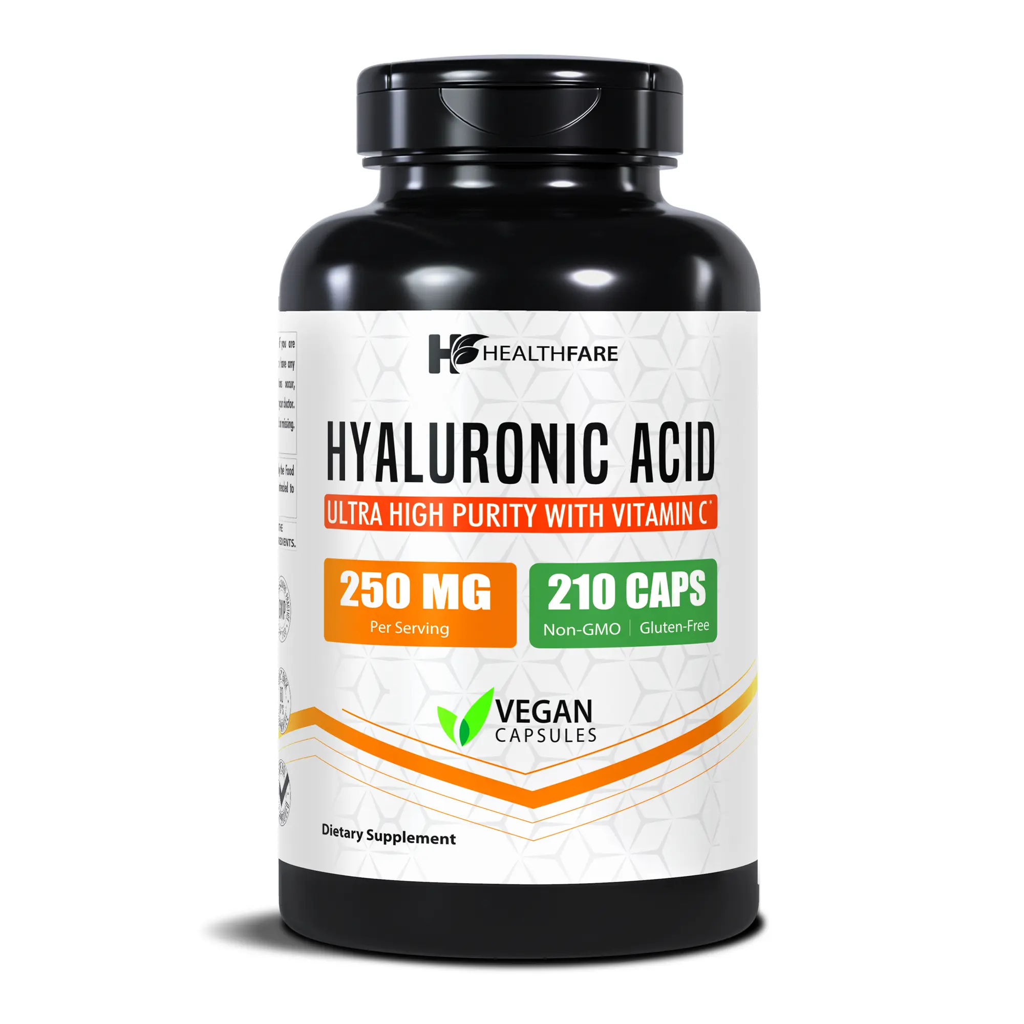 HealthFare Hyaluronic Acid 250mg | 210 Veg Capsules | With Vitamin C | High Potency | Non-GMO | Gluten-Free | Made in USA