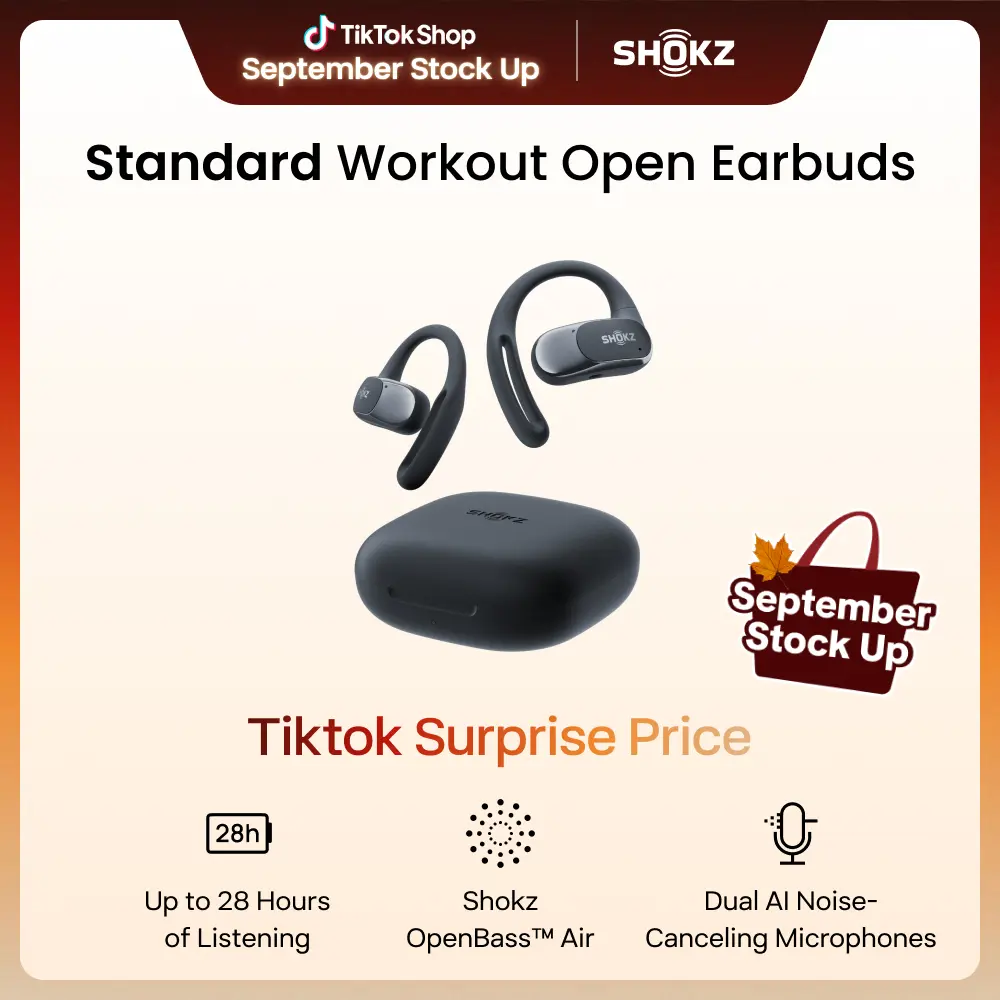 SHOKZ OpenFit Air - Open-Ear Headphones, True Wireless Earbuds, Water Resistant, Secure Earhooks for Daily Use