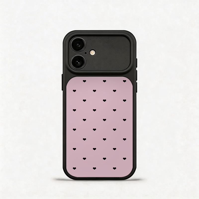 Glass Shockproof Electroplated Silver/Black Pink Heart iPhone 17ProMax Cover Precise Hole Alignment For Lens Frame 15ProMax Anti-yellow | 14ProMax Anti-fall | 13ProMax Ultra-thin Design 16ProMax AirPhoneCase