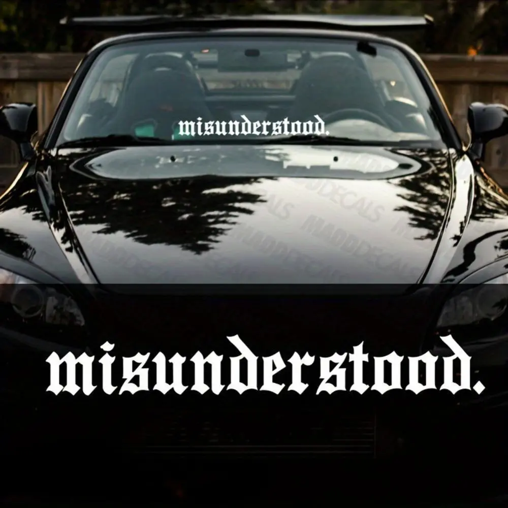1pcs 20/30/36in B Misunderstood Decal Sticker Windshield Banner Vinyl Car Decal, White