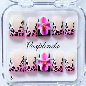 Vosplends Purple 3D Flower Luxury Press-On Nails, Handmade Y2K Acrylic Nails, Heavy Duty High-End Design, 10Pcs Reusable False Nails # Y2KNails # 3DFlowerNails # PurpleNails # LuxuryNails