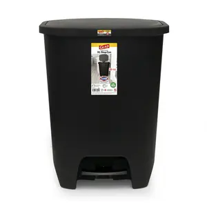 XL Trash Can, Plastic Step-on Kitchen Trash Can, with Clorox Odor Defense, Black