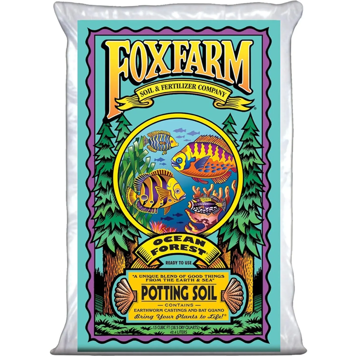 FoxFarm Ocean Forest Potting Soil, 1.5cu ft - Light, Aerated Texture, Designed for All Container Plants - pH Adjusted for Optimal Nutrient Uptake, Effectively Retains Moisture