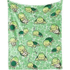 Sea Turtle Throw Blanket, Flannel Cute Sea Turtles Themed Green Throw, Soft Lap Nap Throw Blanket For Home Boys Girls Women Sea Turtle Lovers Gifts