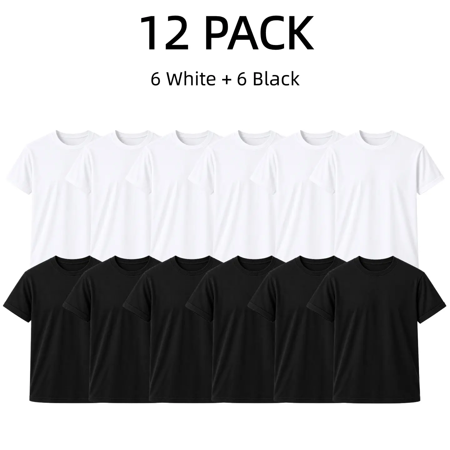 12 Pack Unisex Basic T-Shirts for Men & Women, Couples Matching Tees, Short Sleeve Crew Neck Everyday Shirts, Gift for Him & Her