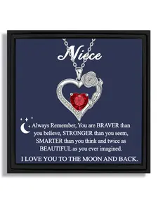 1 piece red heart rose necklace for Valentine's Day suitable for lovers romantic style gift with blessing card and box