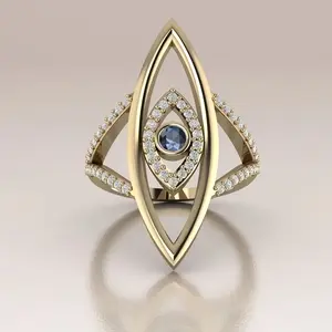 Evil eye ring.Mysterious Evil Eye Design.The coexistence of mysterious retro style and modern minimalist sense.Unique design ring.Spiritual jewelry.Unique design ring.Claw-set hollow design.Luxury jewelry.Modern vintage ring
