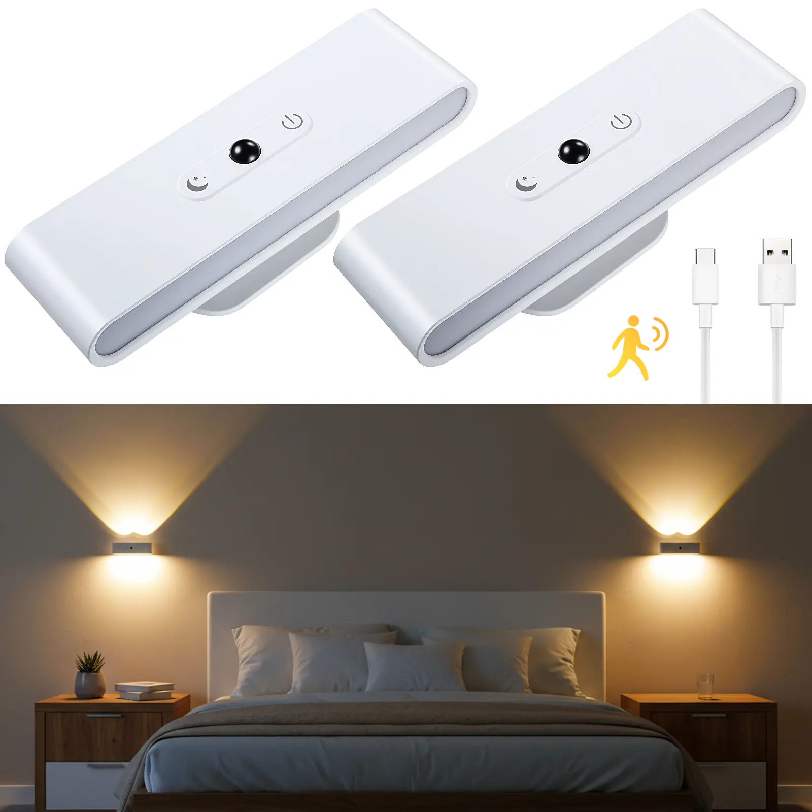 FABSTYL Rechargeable Wall Sconces Lamps, Wireless Remote & Touch Control Rechargeable Lamps, 360° Adjustable, 3 Color Temps, Wall-Mounted to Free Floor Space for Modern Decor, Warm Light