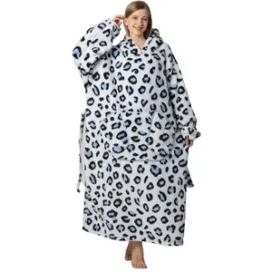 Plus Size Cute Print Hooded Blanket, 1 Count 320gsm Casual Soft Warm Oversized Hooded Wearable Blanket with Pocket, Soft Fluffy Blanket, Comfy Bedroom Gadgets, Soft Fleece Blanket, Machine Washable Blanket(gift)Gift Tren