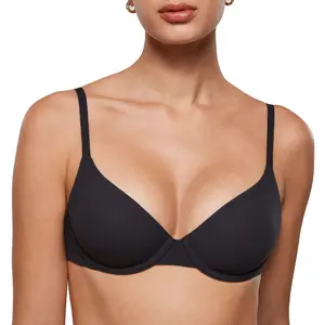 INLYRIC Women's Inbarely Plus Demi Bra - Balconette Unlined Underwire Plunge Bras No Padding Comfortable