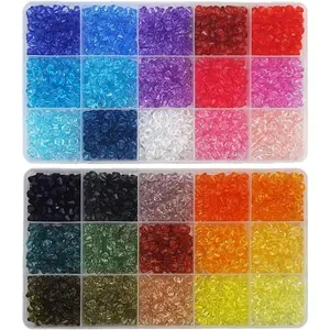 2400 count 6mm Bicone Beads 30 Colors Faceted  Beads Plastic Spacers Beads for  Making and Crafting