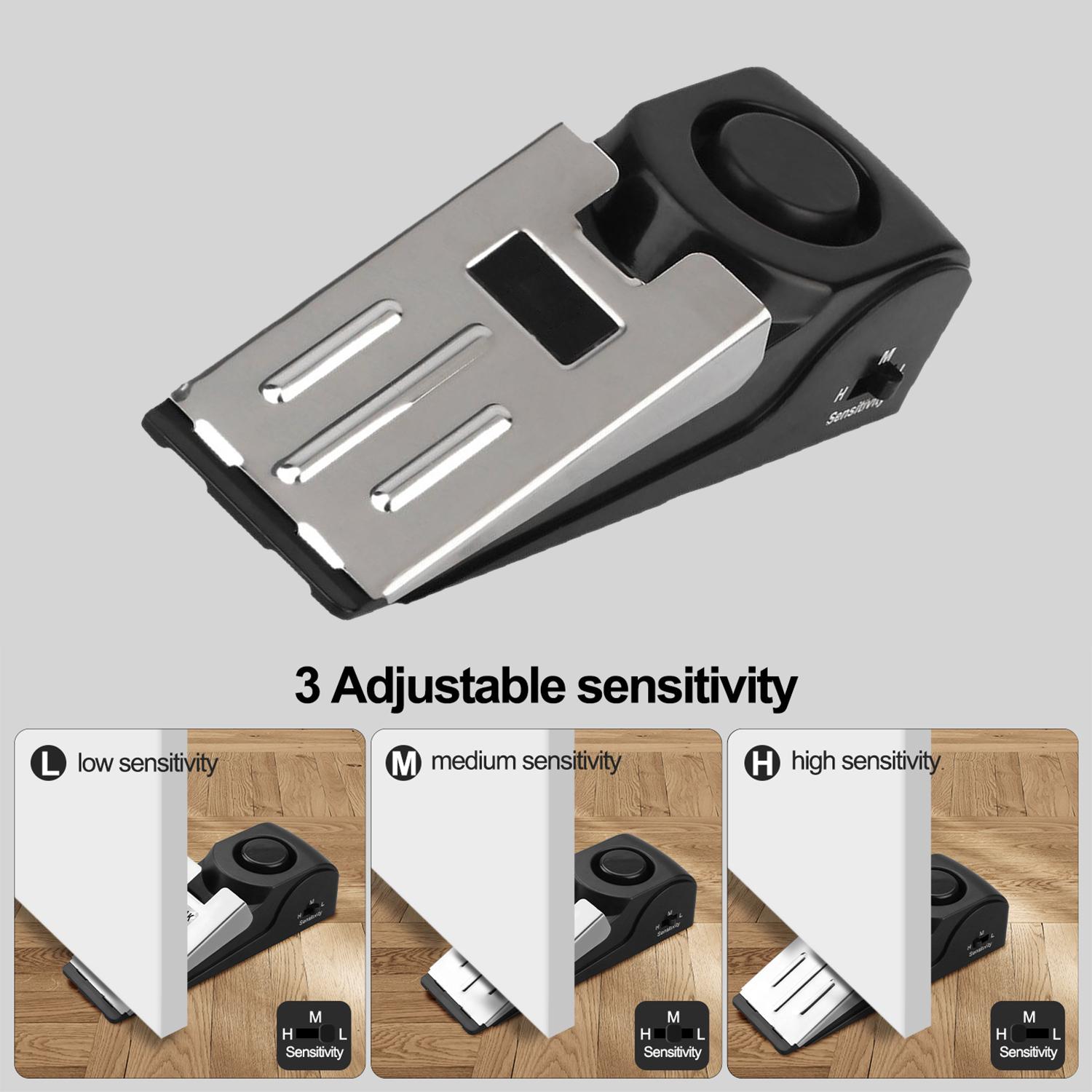 Door Stop Alarm with 120DB Siren Door Stop for Home & Travel, Door Stoppers for Bottom of Door on Floor, Premium Rubber Door Stopper Wedge, Floor Sturdy Stackable Door Stops for Carpet Heavy Duty Door, Door Gaps