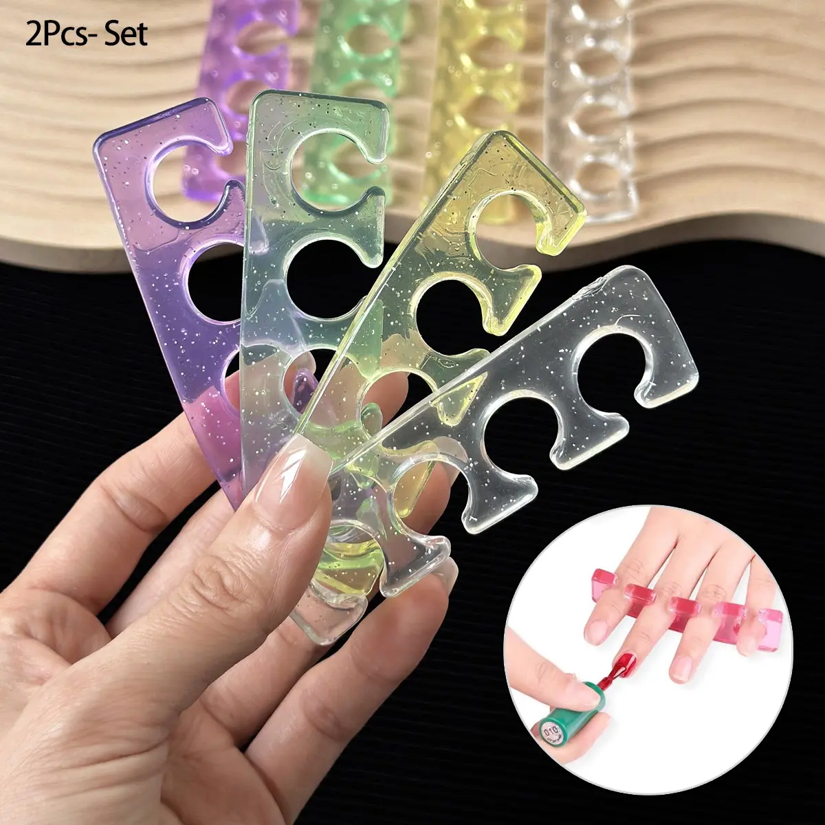 2pcs Silicone Finger Separator Set, Soft Toe Separators, Nail Art Manicure Tools, Universal Hand Foot Use, Prevents Chipping, Durable