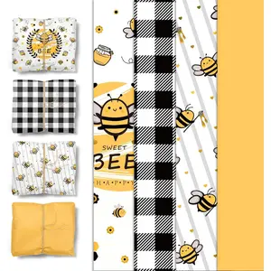Party Supplies - 24 Sheets Tissue Paper, Yellow Black Honey  Wrapping Tissue Paper for Birthday  Shower  Party Decoration