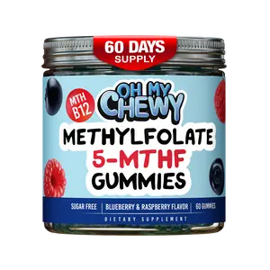 Center-Filled 5-MTHF Folate L-MethylFolate Sugar-Free Gummies - Methylated B1, B6 and Methyl B12 Multivitamins - Supports MTHFR Gene, Cognition, Homocysteine Levels and Folate Metabolism - 60 Ct outdoorfun