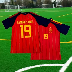 2026 World Cup Spain Home Red  Blue No. 19 Short-Sleeved Football Shirt Soccer Jersey