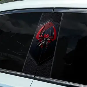 2 Spider-Man Dark Logo Themed Vinyl B-Pillar Decals - Durable, Waterproof, Sunscreen, Semi-Glossy, Easy to Apply, Suitable for Cars, Trucks and SUVs, Automotive Exteriors, Future Automotive Decals | Durable Vinyl