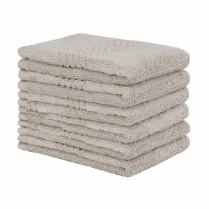 Unique Bargains Luxury Washcloth 6 Piece 13 x 13 Inch Soft and Absorbent 100% Cotton for Daily Use, Camel Color