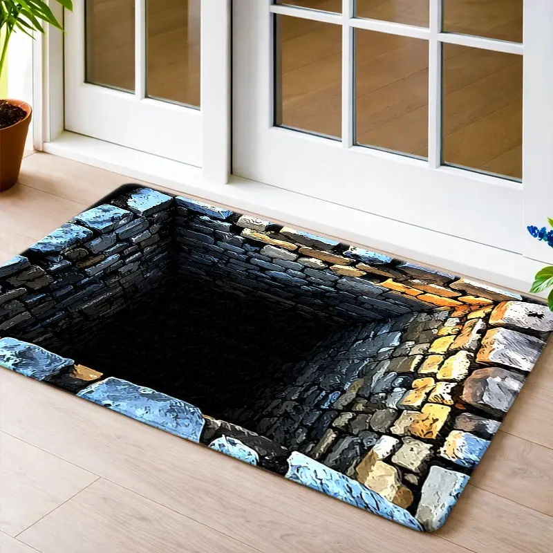 Ultra Soft Flannel Stone Tunnel Pattern Floor Mat Durable Machine-Washable Non-Skid Bath Mat Absorbent Water-Resistant Versatile Rug for Living Room Bathroom Home Decor Non-Skid Bath Mats decorative Bath Mat Runner home essentials bathroom decor diatomite