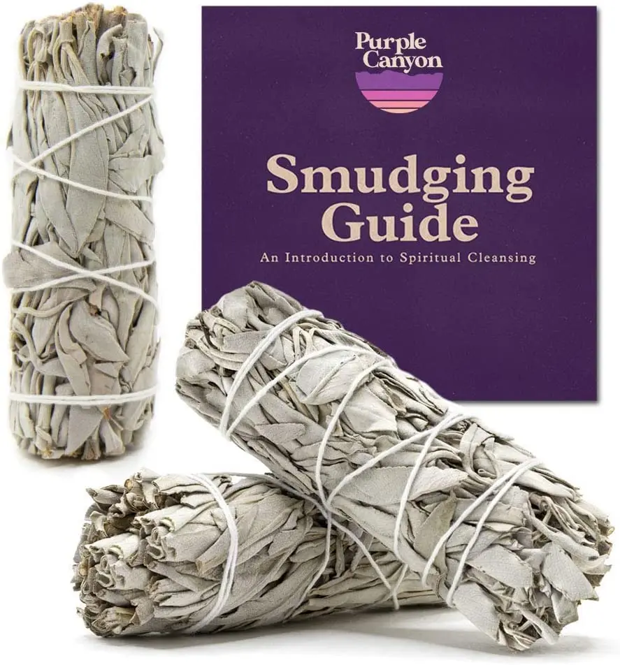 PURPLE CANYON White Sage Bundles - 3 Pack - Sage Smudge Stick for Home Cleansing Incense Healing Meditation and California Smudge Sticks Rituals - 4 Inch Purple Canyon