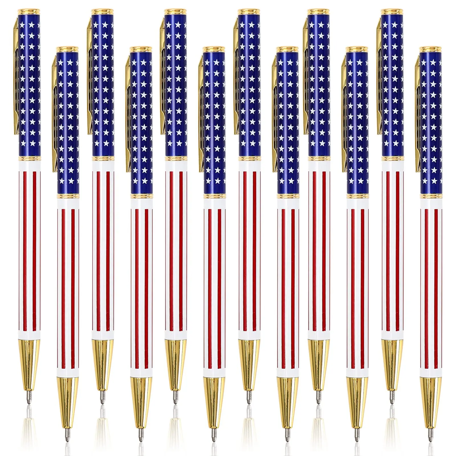 American Flag Pattern Ballpoint Pen, 10pcs/set Retractable Ink Pen, Writing Pen for Independence Day, Office Stationery & Supplies