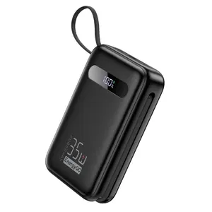 20000mAh 35W Power Bank – Built-in Cables, PD 3.0 & QC 4.0 Fast Charging, 4 Ports, LED Display, TSA-Friendly