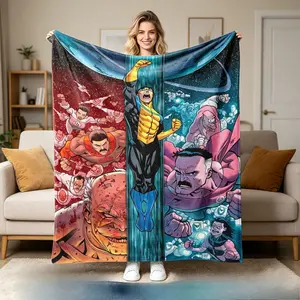 Invincible Comic Book Throw Blanket, Ultra Soft Fleece Plush Blanket for Fans, Epic Battle Graphic Art Bed Couch Sofa Throw, Geeky Room Decor, Birthday Christmas Gift for Men Teens Adults and Children, kid