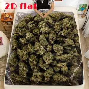 2D Flat Piled Green Plant Buds Portable Blanket | Lightweight Throw for Sofa, Bed, Travel, Camping, Livingroom, Office - Digital Printed, Soft and Warm Flannel Fabric, All-Season