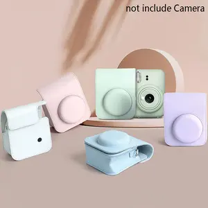 1Pc For Instax Mini 12 Camera Case PU Soft Protective Case Travel Bag with Adjustable Detachable Shoulder Strap for Film Camera Green Cover