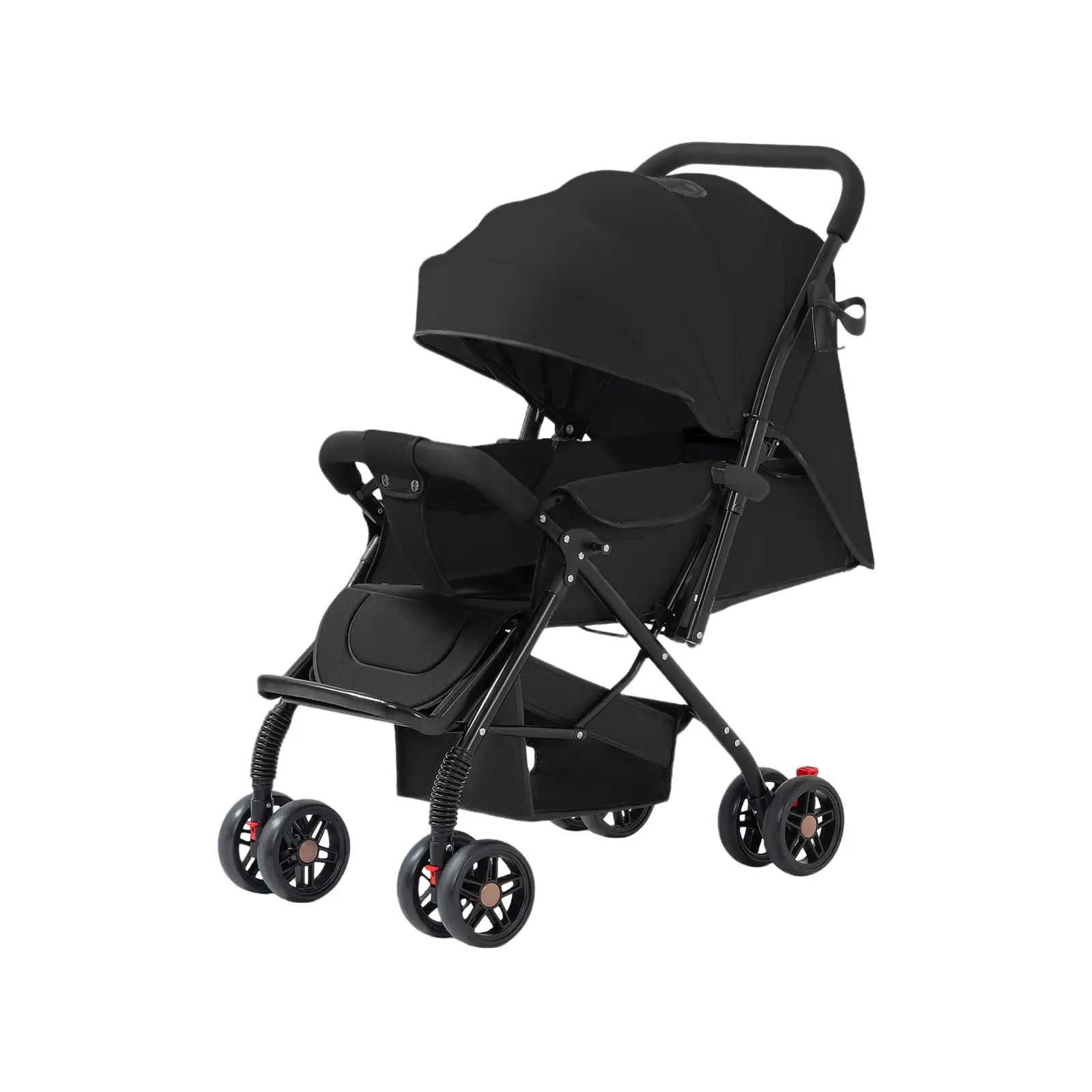 Lightweight Portable Baby Stroller, Foldable Travel Stroller with Reversible Handle, Multi-Position Reclining Seat, UV Sun Canopy, Cup Holder & 360° Swivel Wheels for Infant & Toddler**