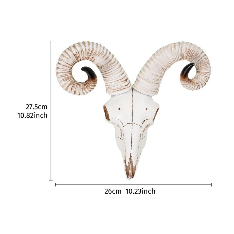 Resin Animal Skull Wall Decor Figurine Ornament, Realistic Sheep Head Bone Hanging Decoration for Ramadan Festival Home Wall Art