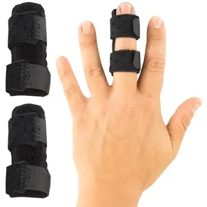 Finger Splint (2 Pack) - Universal Finger Straightener - Broken and Trigger Finger Splints - Finger Brace for Arthritis pain and Support - Sprain Relief for Middle, Index, Ring, Pinky Fingers (Black)